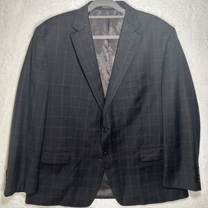 46S Lauren Ralph Lauren Blazer Jacket Men Black Check Wool Lined Single Breasted